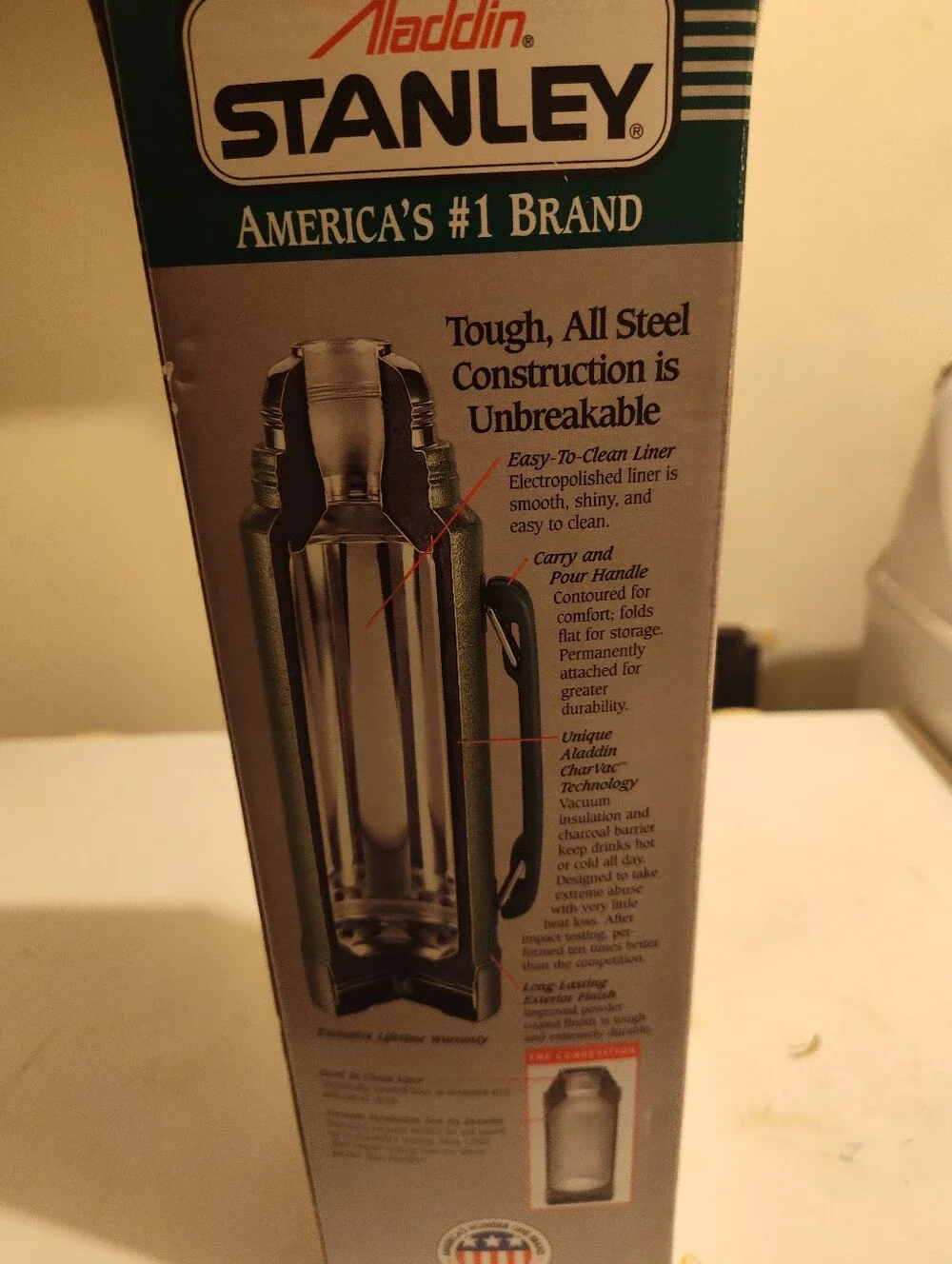 Stanley Green Steel Quart Thermos with Chrome Cup New In Box
